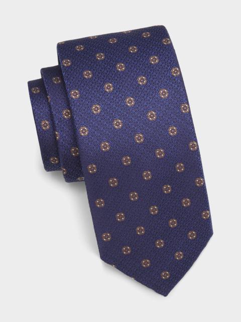 Canali Men's Textured Medium Silk Tie, Blue