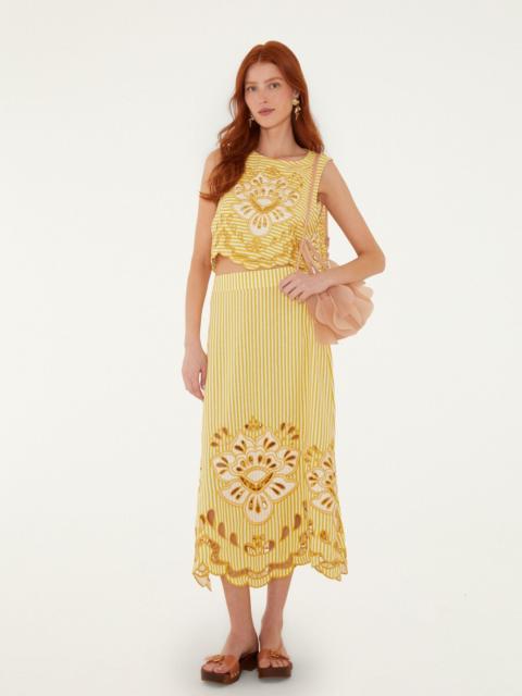 FARM RIO Bicolor Stripes Richilieu Midi Skirt