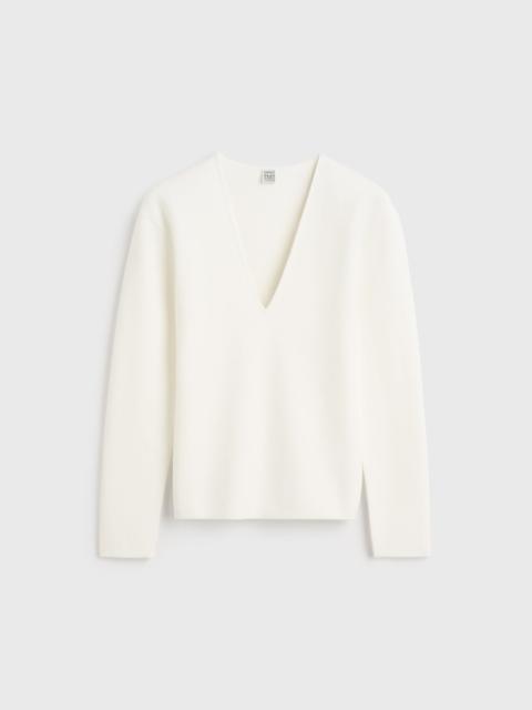 TOTEME Compact knit v-neck off-white