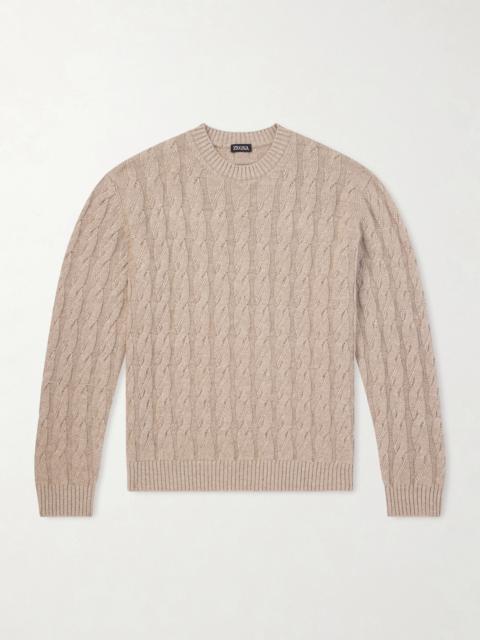 ZEGNA Cable-Knit Linen, Cashmere and Silk-Blend Sweater