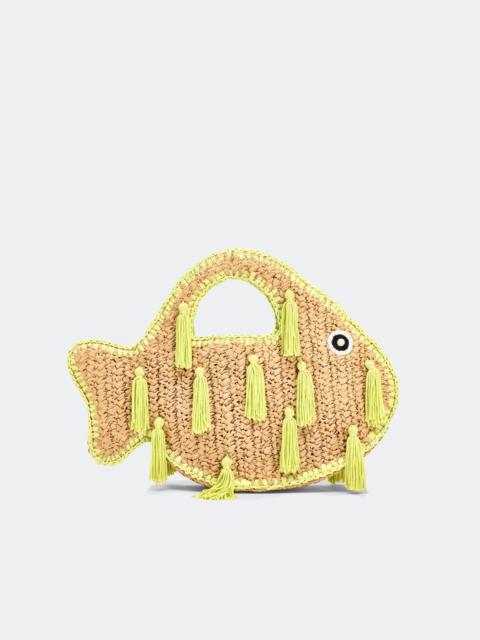 SIMONMILLER Tassel Fish Bag in Natural/Lime