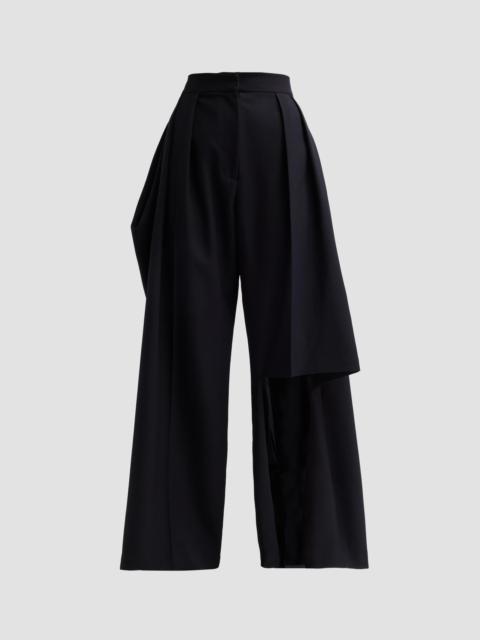 A.W.A.K.E. MODE A. W.A. K.E. MODE Women's Draped Wool Slit Knee Pants - Dark Navy