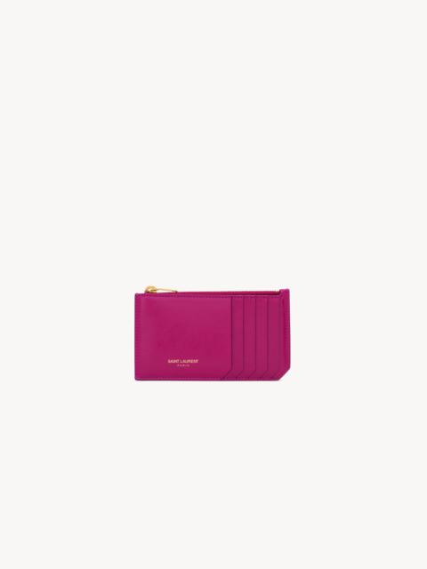 SAINT LAURENT SAINT LAURENT PARIS FRAGMENTS CARD CASE IN SHINY LEATHER