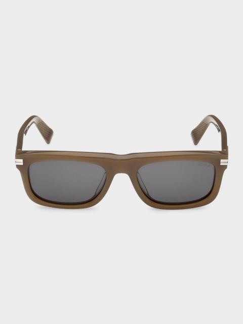 ZEGNA Men's Acetate Rectangle Sunglasses