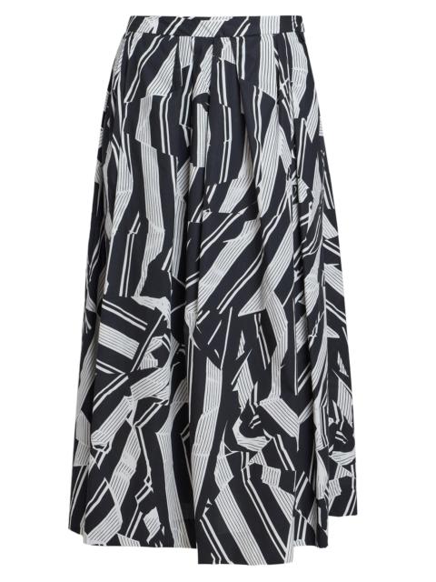 Dries Van Noten Women's Soni Pleated Abstract Cotton A-Line Midi-Skirt - Black
