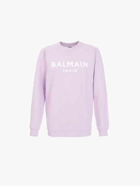 Balmain Lilac cotton sweatshirt with white Balmain logo