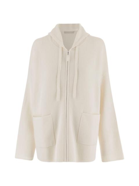 Allude hooded zip cardigan