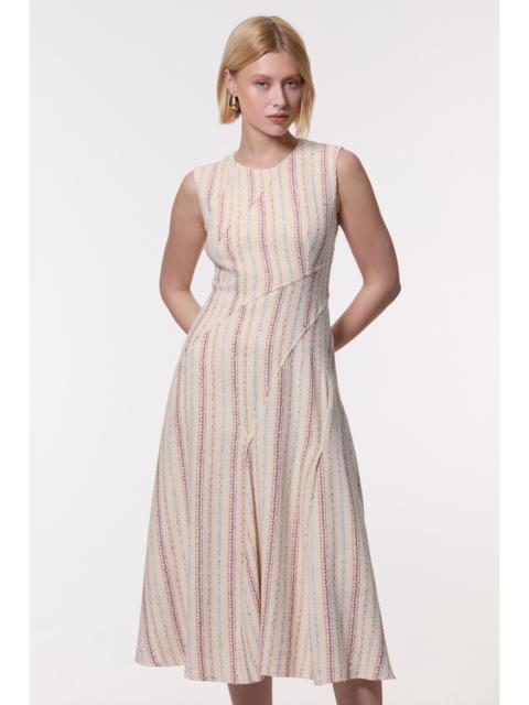 KAREN MILLEN Premium Woven Stripe Tailored A-Line Midi Dress