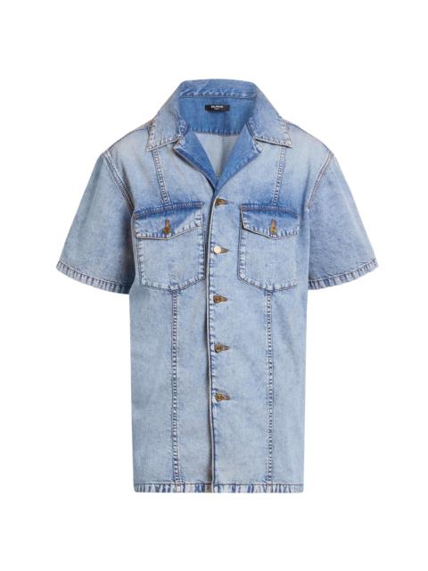Balmain Men's Cotton Denim Camp Shirt - Bleu Jean Clair