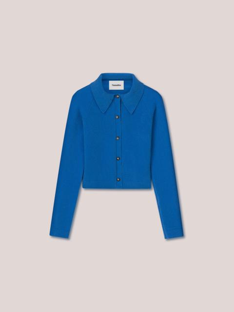 JOSI - Collared cropped cardigan - Blue