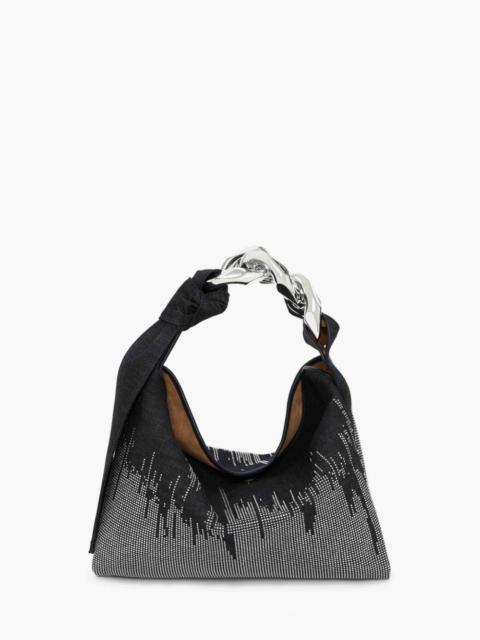 JW Anderson SMALL CHAIN HOBO - HOTFIX DENIM SHOULDER BAG