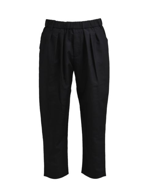 POLYESTER TAFFETA TAPERED EASY PANTS / BLK