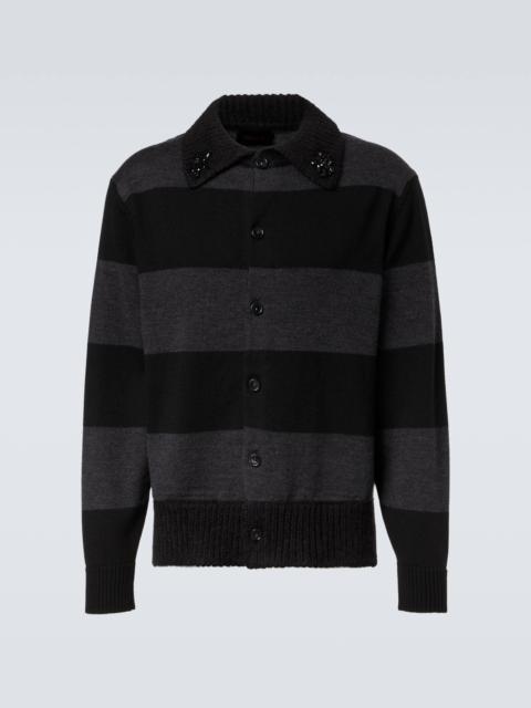 Simone Rocha Embellished striped wool cardigan