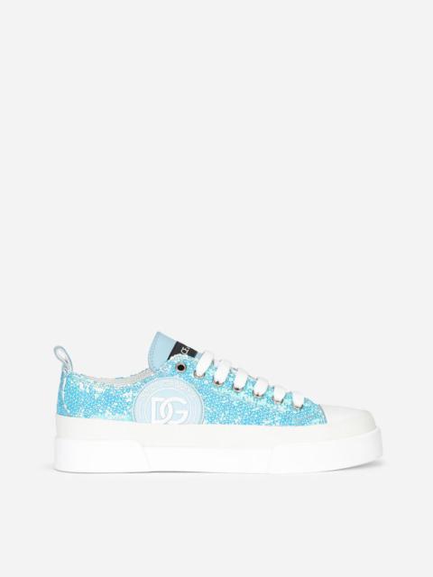 Dolce & Gabbana Rubberized calfskin Portofino Light sneakers with micro-sequins