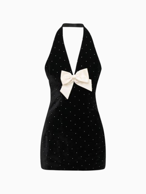 LoveShackFancy Kathy Velvet Halter Mini Dress