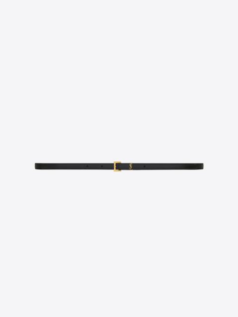 SAINT LAURENT la 66 buckle thin belt in grained lambskin