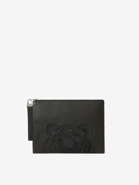 KENZO Kampus Tiger large grained leather clutch