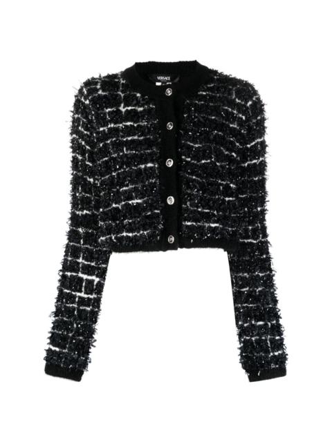 VERSACE abstract-print brushed cardigan