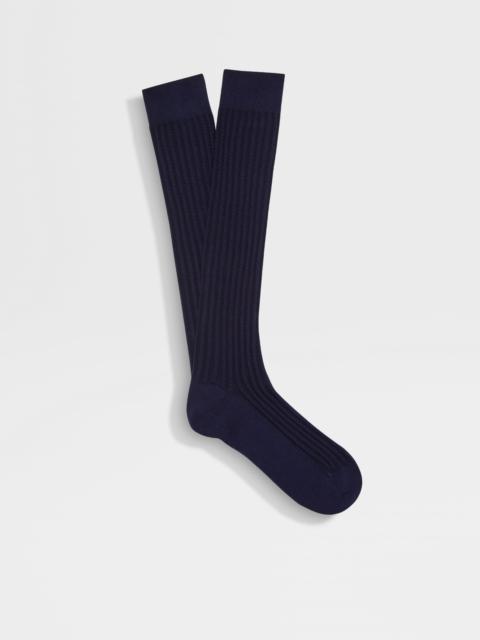 ZEGNA BLUE COTTON BLEND SOCKS