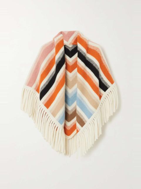 Fringed striped wool scarf