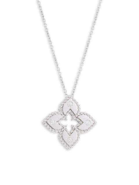 ROBERTO COIN Women's Petite Venetian Extra-Small 18K White Gold & Diamond Pendant Necklace - White Gold