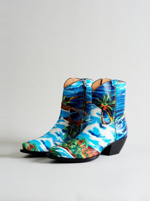 R13 COWBOY ANKLE BOOT - TURQUOISE WAVE