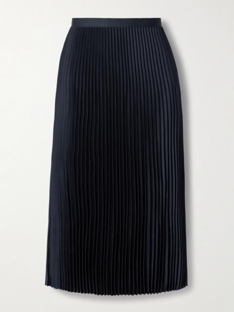 Theory Plissé-satin Midi Skirt