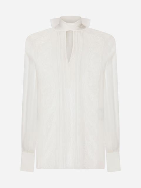 Dolce & Gabbana Chiffon and lace pussy-bow blouse