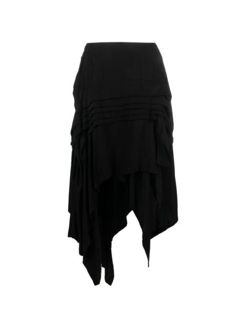 asymmetric wool-blend midi skirt