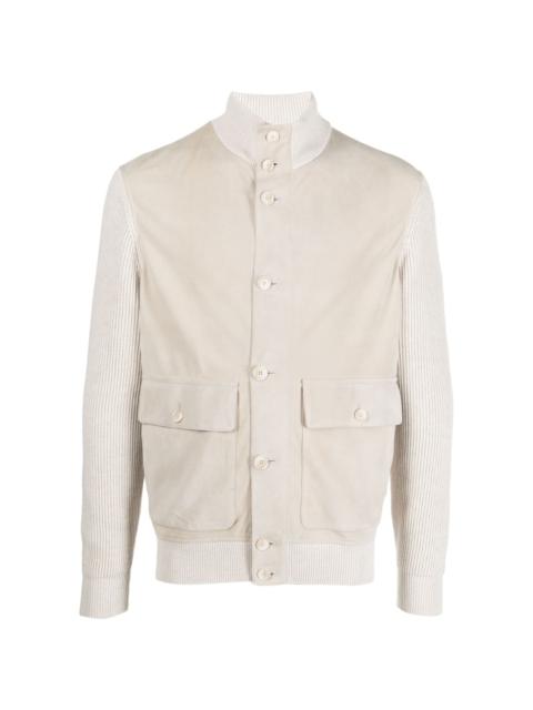 long-sleeve buttoned silk jacket