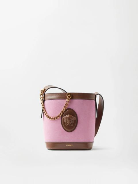 VERSACE Pivot Mini Suede Bucket Bag