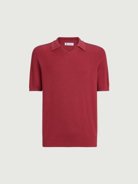 Brunello Cucinelli Cotton English rib knit polo