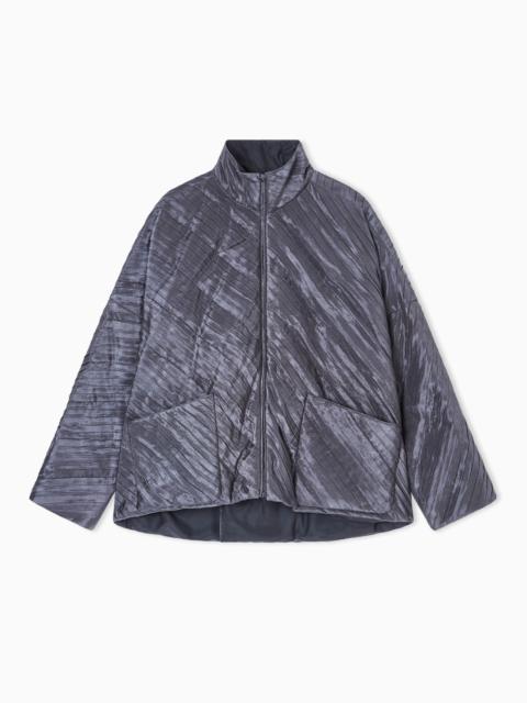 GIORGIO ARMANI DIAGONAL PLEATED SILK PEA COAT