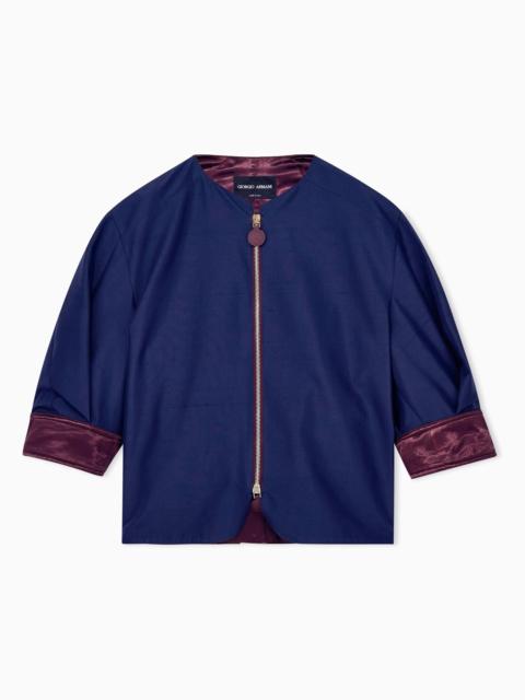 GIORGIO ARMANI CABAN COAT IN SILK SHANGTUNG WITH BACK DRAWSTRING