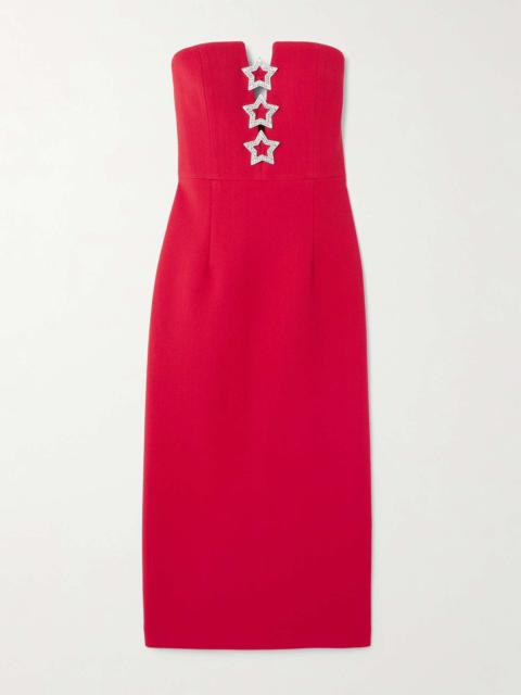 REBECCA VALLANCE Akari strapless cutout crystal-embellished cady midi dress