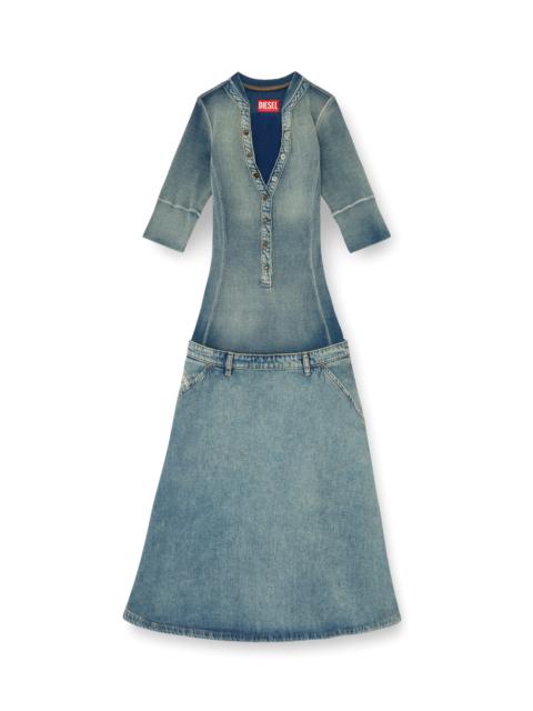Diesel DROP-WAIST MIDI DRESS IN KNIT AND DENIM