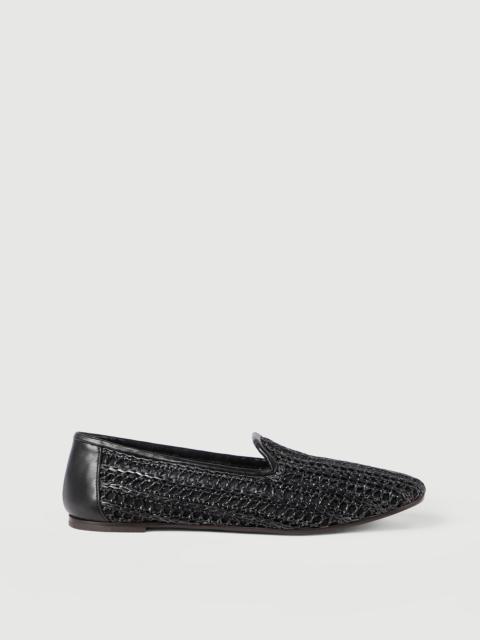 Brunello Cucinelli Techno raffia and calfskin flats