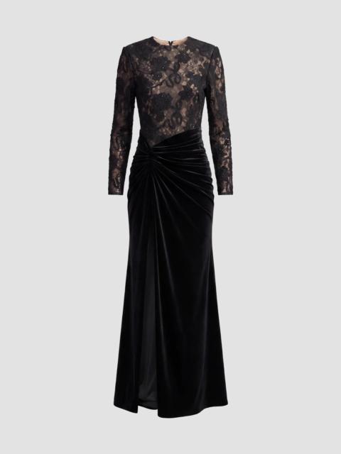 MAC DUGGAL Women's Lace-Velvet Column Gown - Black Beige