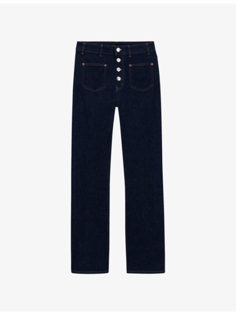maje Pocket High-Rise Stretch-Denim Jeans
