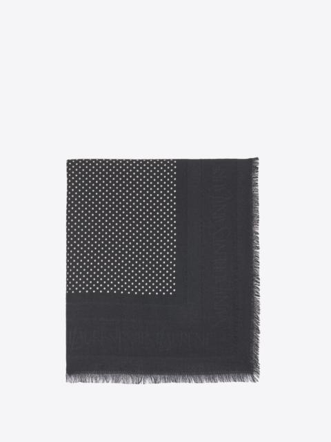 saint laurent large square scarf in dotted wool and silk jacquard