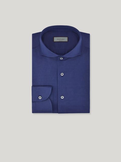 Canali REGULAR FIT SHIRT IN BLUE COTTON JERSEY