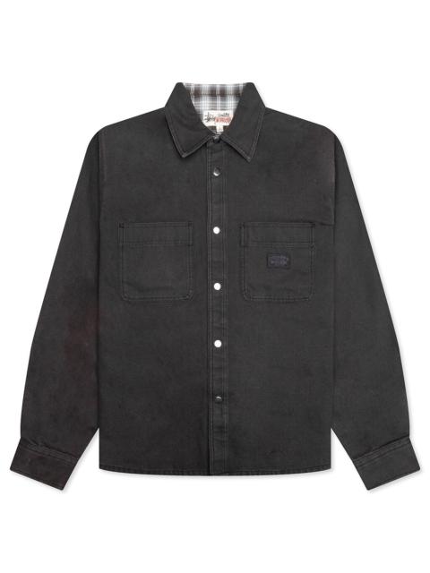 Stüssy HEAVY WASHED CANVAS SHIRT - BLACK