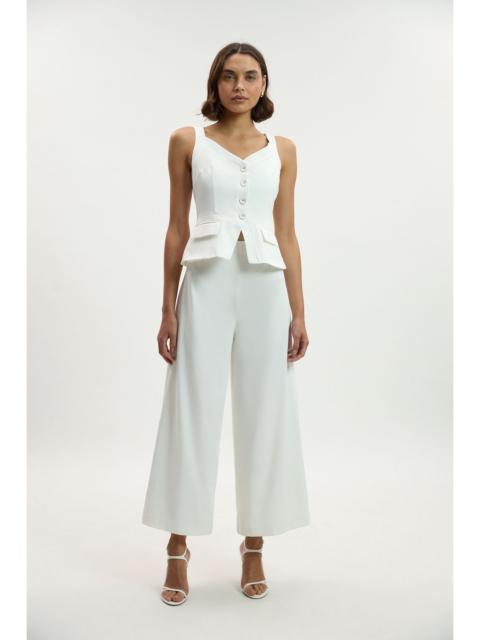 KAREN MILLEN Petite Tailored Tux Wide Leg Jumpsuit