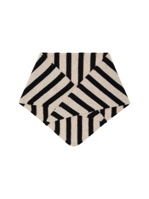 Paul Smith Off-White & Black Lambswool Stripe Neckerchief Scarf
