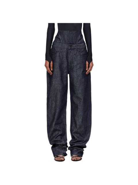 MUGLER Blue High-Waisted Corset Jeans