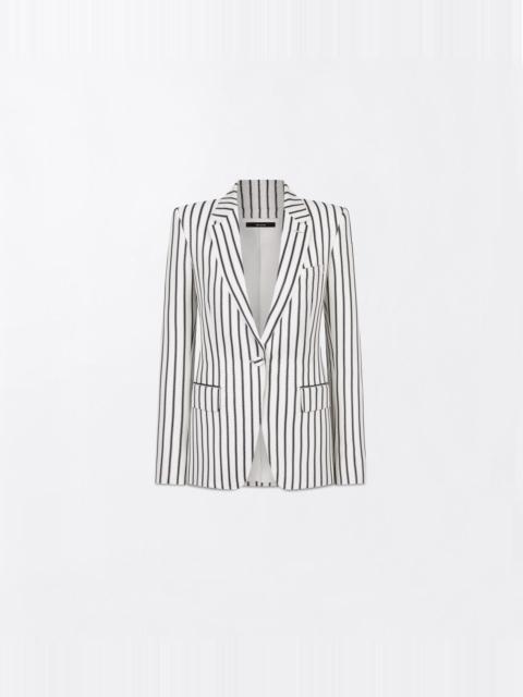 TOM FORD STRIPED COTTON BLEND JACQUARD BOYFRIEND JACKET