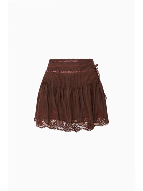 LoveShackFancy Marais Silk Lace Mini Skirt