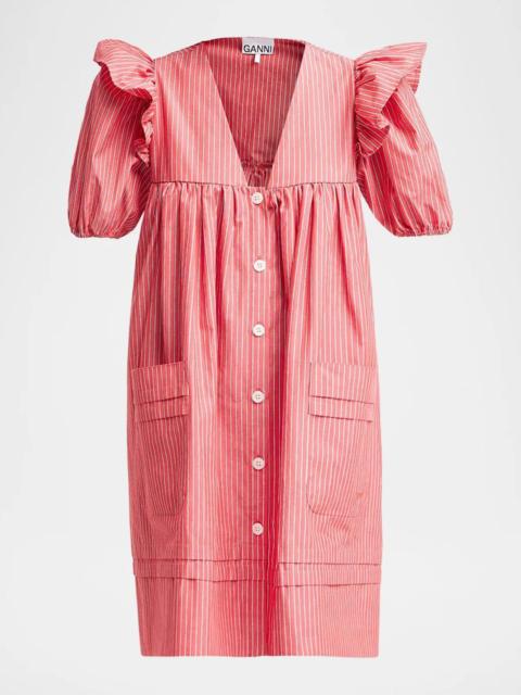 GANNI Oxford Stripe Angel Minidress
