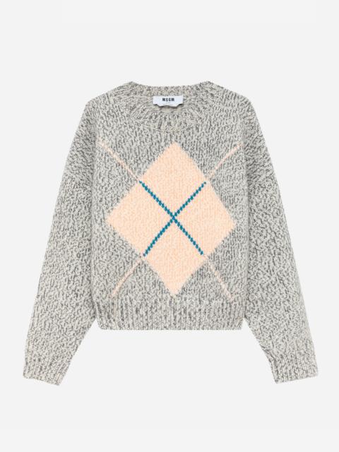 MSGM Wool blend sweater with argyle pattern