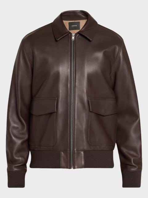 Vince Men's Leather Aviator Bomber Jacket